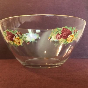 Royal Albert Old Country Rose Clear Glass Salad Fruit Serving Bowl 9" - Picture 1 of 8