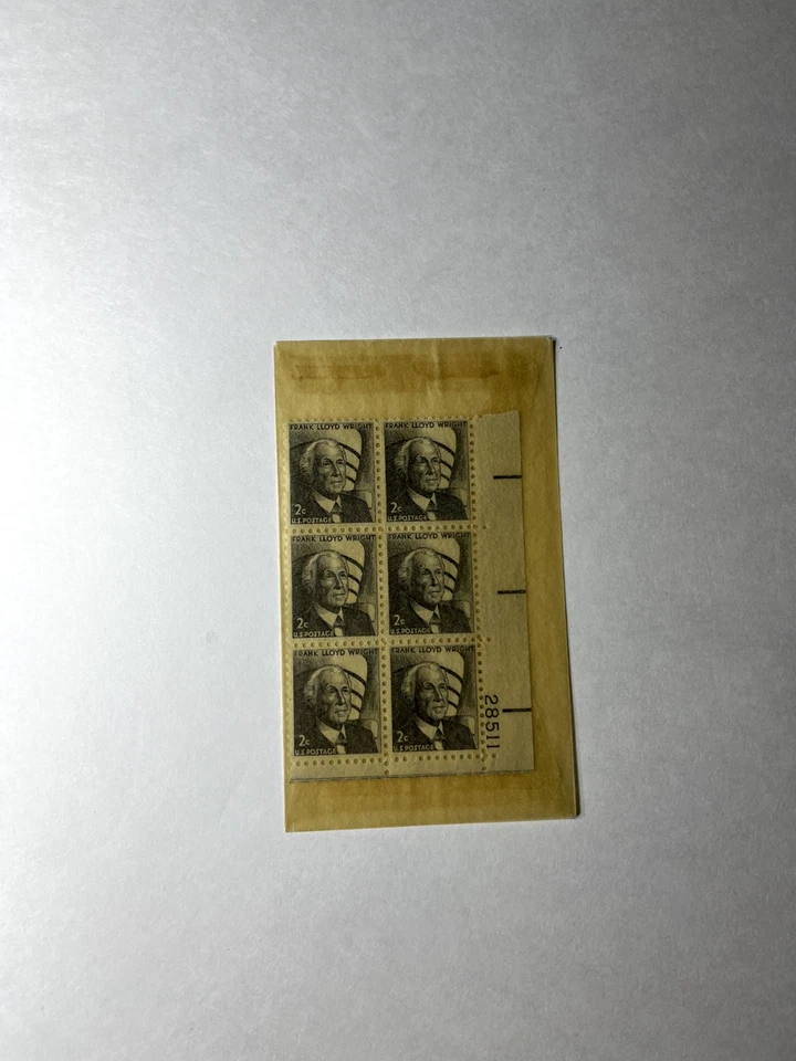 Scott 1280b - Frank Lloyd Wright 2¢ Booklet Pane of 6 - MNH - Image 1 of 1