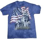 The Mountain Wolves American Flag T Shirt Mens large  Short Sleeve Blue Tie Dye