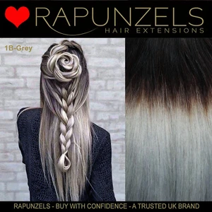 Grey Silver Ombre hair extensions for weaving weft / clip in, BLACK to GREY remy - Picture 1 of 9