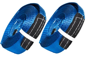 2x Tow Strap 2" Blue 14000lbs 6.5T Car 20ft winch sling recovery 2x20 Mud Snow - Picture 1 of 9