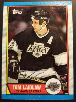 Tom Laidlaw Los Angeles Kings 1989 Topps #34 NHL Autographed Hockey Card - Image 1 of 2