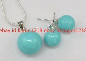 Beautiful 14/10mm Sea South Shell Pearl Pendants Necklace  Earring Set 18'' - Picture 1 of 21