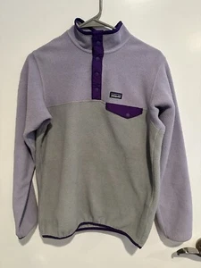 Patagonia Synchilla Snap T Fleece Pullover Jacket Purple Gray Youth Girls Sz XXL - Picture 1 of 11