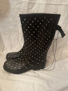 NEW WESTERN CHIEF simple dot vari-fit-black Waterproof Rubber Rain Boots sz 8 - Picture 1 of 4