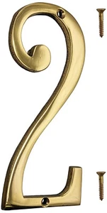 6-inch Shiny Gold House Number w/ Screws, Polished Brass, Mailbox / Home Numbers - Picture 1 of 45