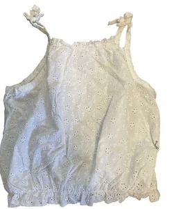 New Next White Floral  Embroidered Girls Strappy Summer Vest Top Age 3 - 10 - Picture 1 of 5