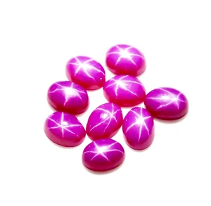 Lab Crated Ruby Star Oval Gemstone Pink Linde Star Ruby  Lot 9 Pic 7X5X3 mm 12CT - Picture 1 of 2