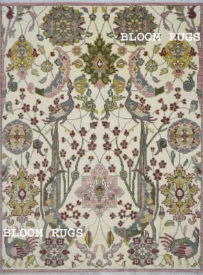 The Ivory Peacock Garden With Pink/Gray Accents 8x10 ft. Customizable Area Rug - Image 1 of 4