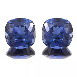Natural Ceylon Blue Sapphire Cushion Loose Gemstone Cut Matching Pair 8x8 MM - Picture 1 of 6