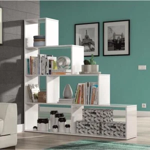 Estantería en forma de escalera, 6 baldas abiertas cuadradas y rectangulares ... - Imagen 1 de 11