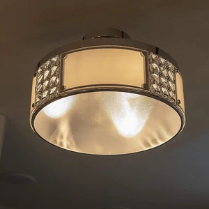 Iris 15in. 2Light Chrome Metal &Glass Flush Mount Ceiling Light by Decor Therapy - Picture 1 of 7