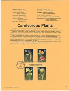 Scott #3528/31...34 Cent...Carnivorous Plants...First Day Of Issue (2001) - Picture 1 of 1