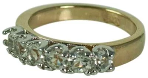JOSEPH ESPOSITO, 6  CUBIC ZIRCONIA'S STACKABLE THIN RING, CHOOSE: GOLD OR SILVER - Picture 1 of 6