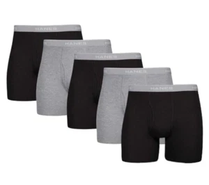 Men’s Hanes Tagless Cotton Boxer Briefs XL 5 PACK NEW NWOB - Picture 1 of 4