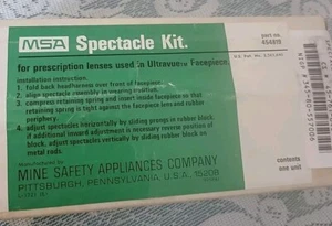 MSA Spectacle Kit use with Ultravue Facepiece Gas Mask Part # 454819 Unopened - Imagen 1 de 3