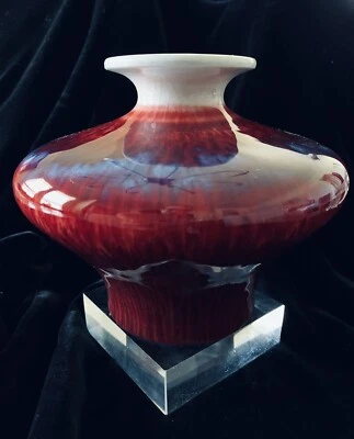 Jarrón Sang de Boeuf esmaltado flambé azul sangre de buey vintage, China Jingdezhen Foto 1 de 4