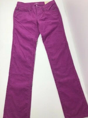 Ann Taylor LOFT 25 0P Moderno Pantalones Rectos Chinos Fucsia Suave Pana Look Foto 1 de 4