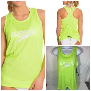 Speedo Cover-up  Women's  Mesh Racerback Tank Top Swim Cover Vibrant Lime Small - Picture 1 of 9