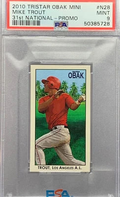 2010 Tristar Obak Mini 31st National Promo Mike Trout RC #N28 LA Angels PSA 9 - Image 1 of 2