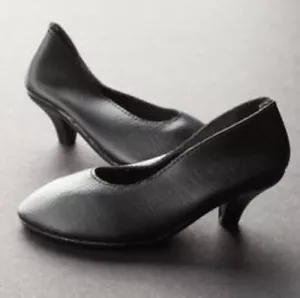 VINTAGE DOLL BLACK HIGH HEELS 60mm - Picture 1 of 3