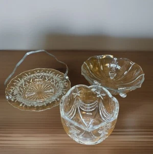 VTG Clear Glass Candy Nut Appetizer Dish Bowl Lot Of 3 Mikasa/Sheffield/Fostoria - Picture 1 of 5