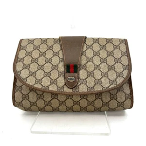 Vintage Gucci Clutch Bag Sherry Line GG PVC Leather Authentic *Rank A* - Imagen 1 de 18