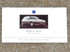 1993 PEUGEOT CARS PRICE LIST inc 205 GTi Cabrio 106 XSi, 306 XTDT, 405 Mi16, 605