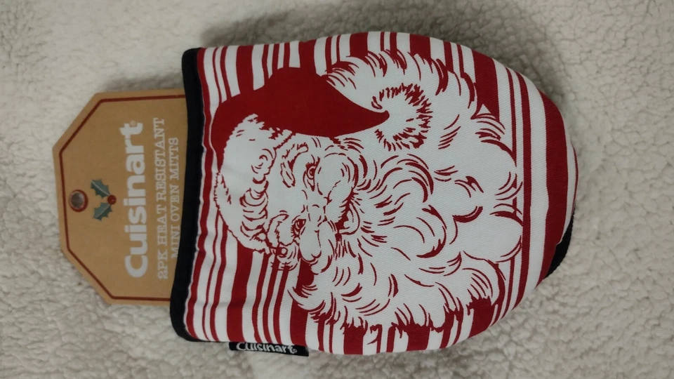 Cuisinart Mini Oven Mitts Christmas Holiday 2 Pack Cotton Silicone "Fa La La La"