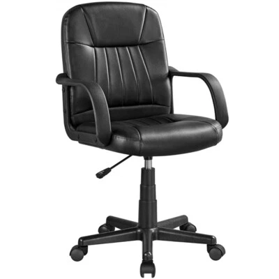 Computer Office Chair Adjustable Desk Chair with Arms Wheels for Home Work Black