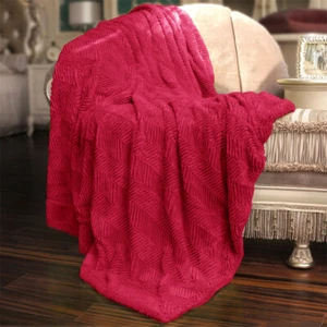 Herringbone Brushed Throw Blanket Fluffy Plush Comfy Cozy Couch Bed Covers Décor - Picture 1 of 78