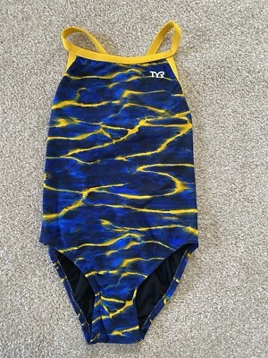 Traje de baño de una pieza para mujer TYR Diamondfit talla 26 dorado/negro/azul Foto 1 de 4