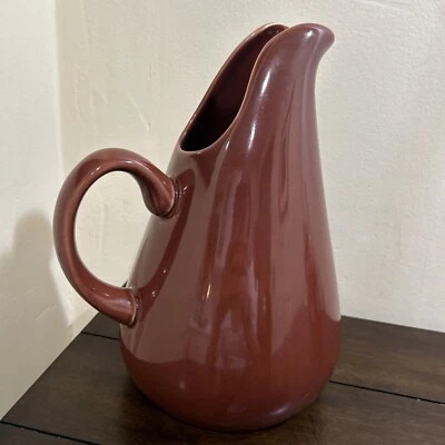 3 Qt. Mid-Century Modern Stoneware Pitcher Oneida Russel Wright Brown Bean 10.5” - Image 1 of 4
