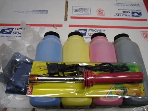 4 COLOR TONER REFILL + Tool + 4 CHIPS for KONICA MINOLTA QMS MagiColor 5400 5430 - Image 1 of 1