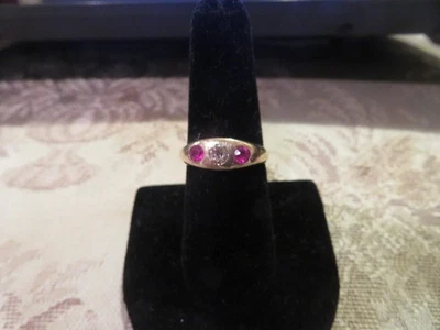 14K Yellow Gold Ruby and Diamond Ring Size 7 1/4 4.58gr - Image 1 of 4