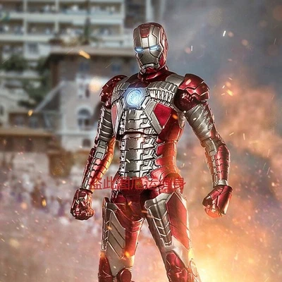 IN STOCK ZD Iron Man Mark V MK5 W/Suitcase MOvable Figure Toy Collection 7inches - Image 1 of 4