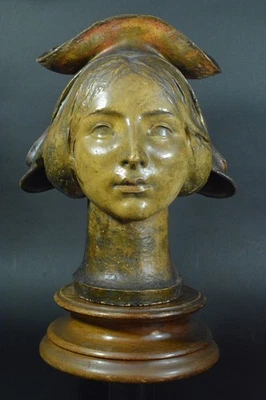 Vase symboliste anthropomorphe visage jeune femme coiffe Art nouveau 1898 Bergés - Photo 1/4