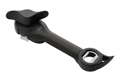 Abridor de latas de cozinha preto 9 polegadas com cinco funções seguro e fácil de usar - Imagem 1 de 4