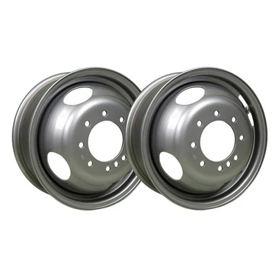 (2) 16" x 6" - 8 Lug Silver Mod Solid Steel Dual Trailer Wheels - 8x6.5" - Bild 1 von 4