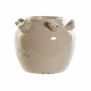 Vaso DKD Home Decor porcellana grigio beige uccellini shabby chic [15 x 15 x 13,5 cm - Foto 1 di 3