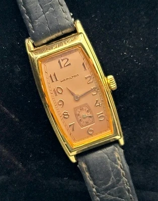 Reloj de vestir Hamilton 6254 edición registrada Tonneau esfera salmón funciona muy bien -SB9 Foto 1 de 4