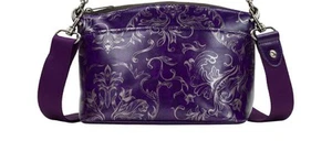 Bolso Bandolera Patricia Nash Marcie Cuero Acai Púrpura Patrón Metálico Nuevo sin Etiquetas - Imagen 1 de 10
