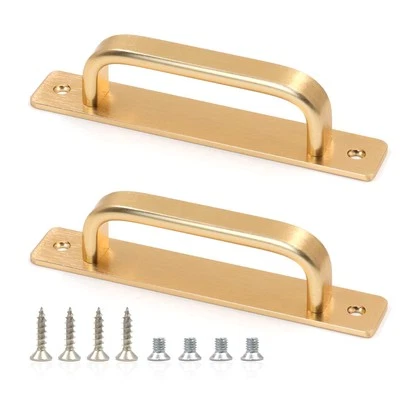 Goldene massive Metall-Türgriffe mit Platten und Schrauben 147 mm stanzfreie ... - Bild 1 von 4