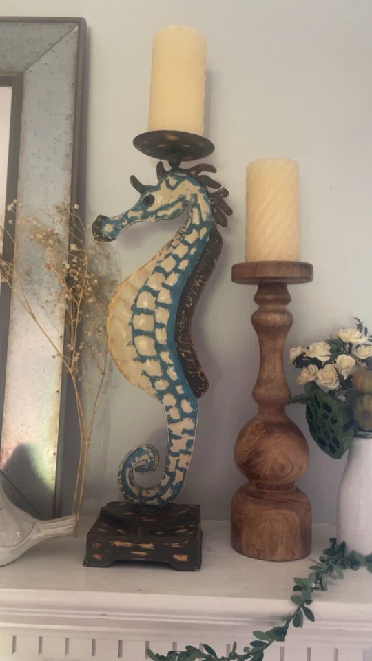 Juego de 2 Candelabros Sea Horse Playa Náutica Costera Foto 1 de 3