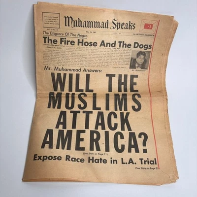 Periódico Muhammad Habla Vol 2 Nº 18 24 de mayo de 1963 Islam en EE. UU.  Foto 1 de 4