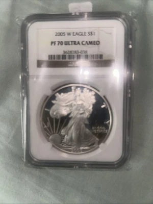 2005-W Proof American Silver Eagle PF-70 NGC High Ultra Cameo Low MintGrades @70 - Image 1 of 2