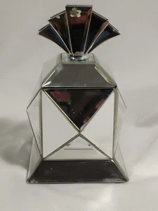 VINTAGE GLASS MIRROR TRINKET JEWELRY BOX MCM Art Deco Unique  - Picture 1 of 9