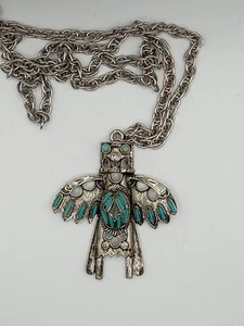 Faux Turquoise Thunderbird Necklace Native Tribal  - Picture 1 of 2