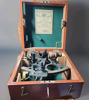 Vintage navy 1945 Henry Hughes & Sons Husun Sextant 9x9 Item 48533 - Image 1 of 4