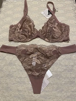 Juego de tanga sujetador cobertura completa estilo LP 32D M rosa polvoriento topo La Perla LP Foto 1 de 2